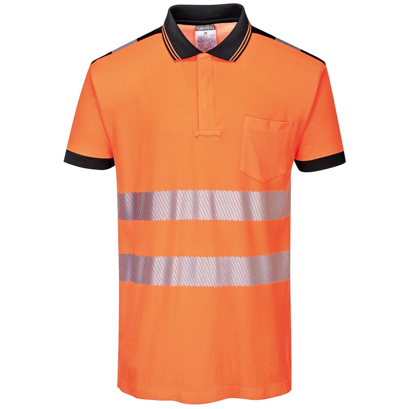 PW3 Hi-vis polo shirt (T180) - Orange/ Black S